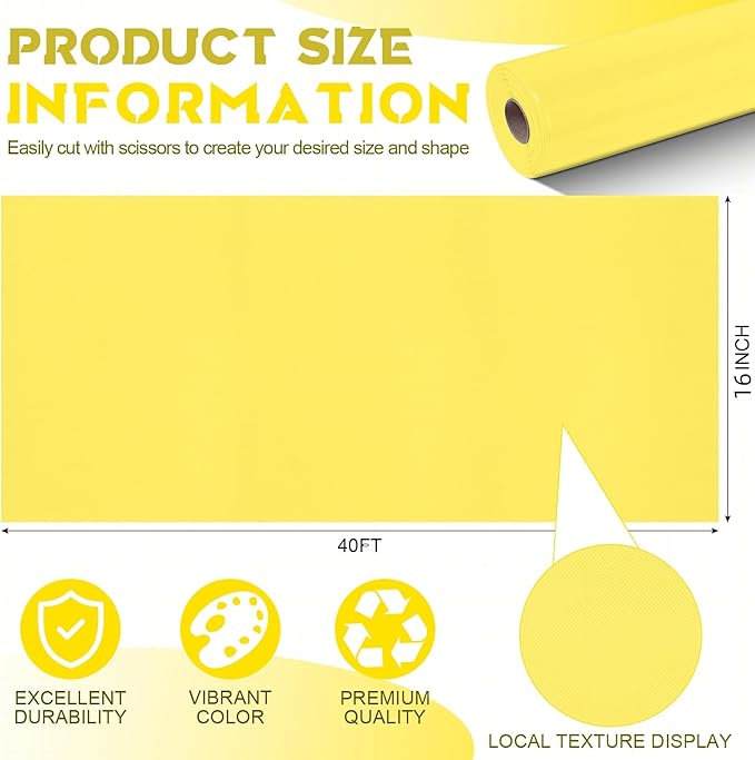 16 in x 40 Ft Fabric Bulletin Board Roll Classroom Non Woven Fabric Background Decorations Waterproof Wrinkle Resistant Bulletin Board for Back to School Wall Decor(Yellow,c)