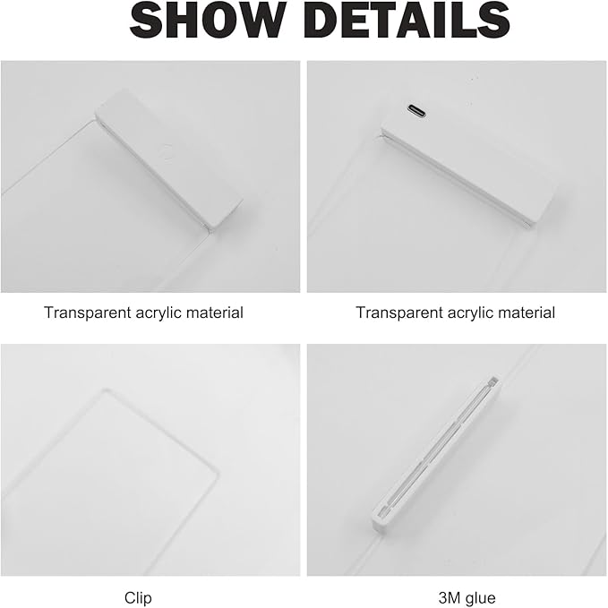 LED Memo Board with Sticky Note Holder, Office Supplies, Monitor Memo Board, Clear Acrylic Computer Monitor Organizer, Work from Home Essentials, Multifunction Workspace Accessories (White-L)