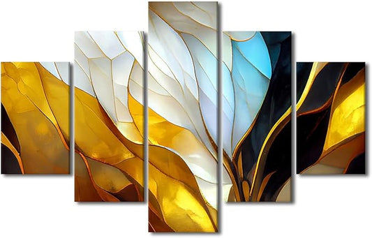Canvas Wall Art Decor Modern Living Room Home Walld Art 5 Panel Abstract Canvas Art Colorful Glass Window Picture Printing for Bedroom Office Wall Art Decoration Stretched Ready to Hang 60x40 in