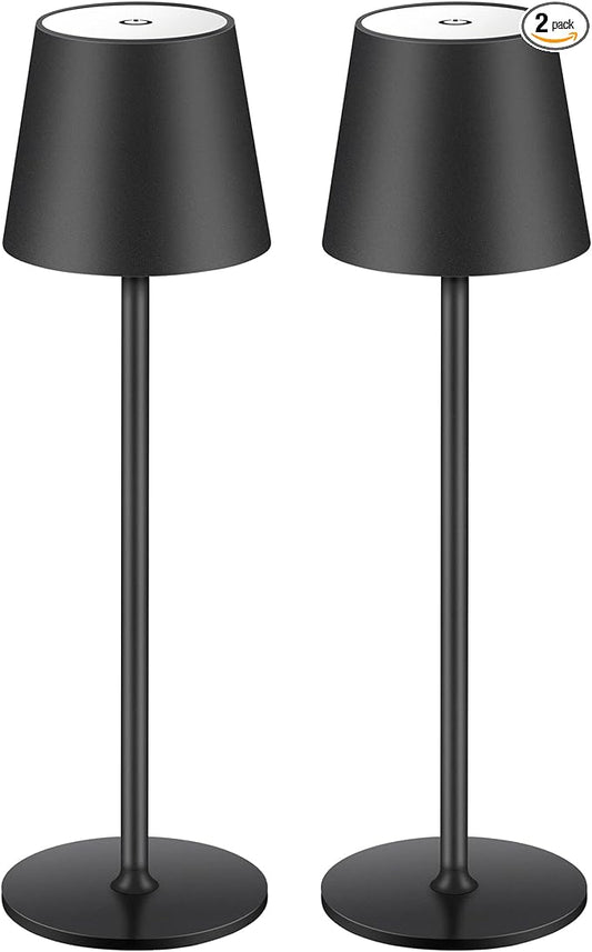 BGFHome Cordless Table Lamp LED Desk lamp,5000mAh Rechargeable Touch Night Light Wireless Minimalist Design for/Restaurant/Bedroom/Bars/Outdoor Party/Camping/Coffee Shop(2 Pack Black)