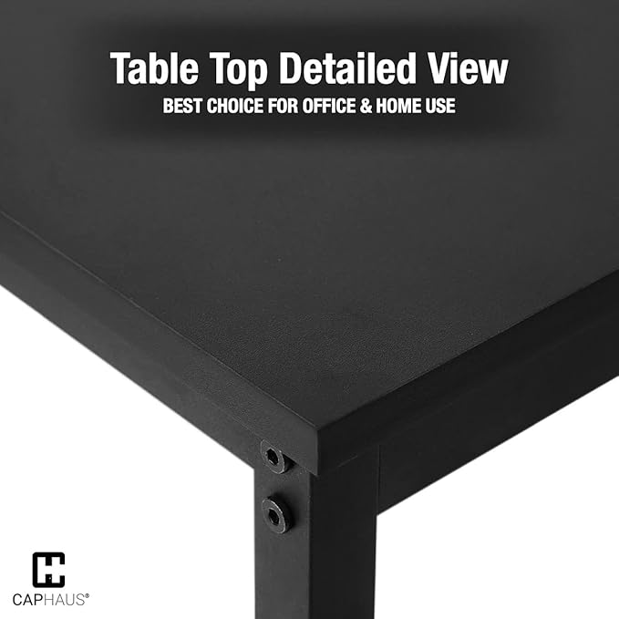 CAPHAUS 47 Inch Modern Computer Desk for Home Office, Gaming & Small Spaces - Compact Black Writing Desk, Easy Assembly, 220 lbs, P2 Board
