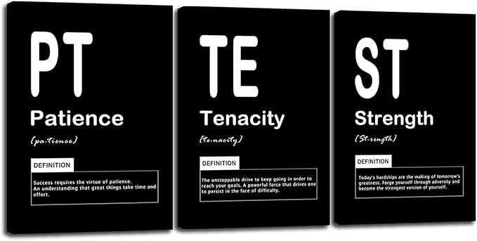Motivational Wall Art Canvas Print Patience Tenacity Strength Noun Posters Office Wall Decor Inspiring Framed Paintings Inspirational Quotes for Wall Art Decoration Ready to Hang [60" W X 28" H]