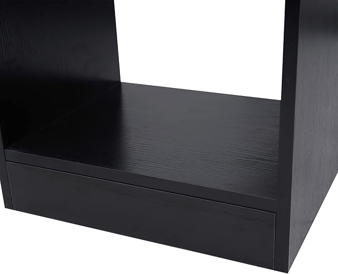 HOMCOM 55" 360° Rotating Corner Computer Desk Modern L-Shaped Home Office Workstation with 3-Tier Storage Shelves, Bookshelf, Black