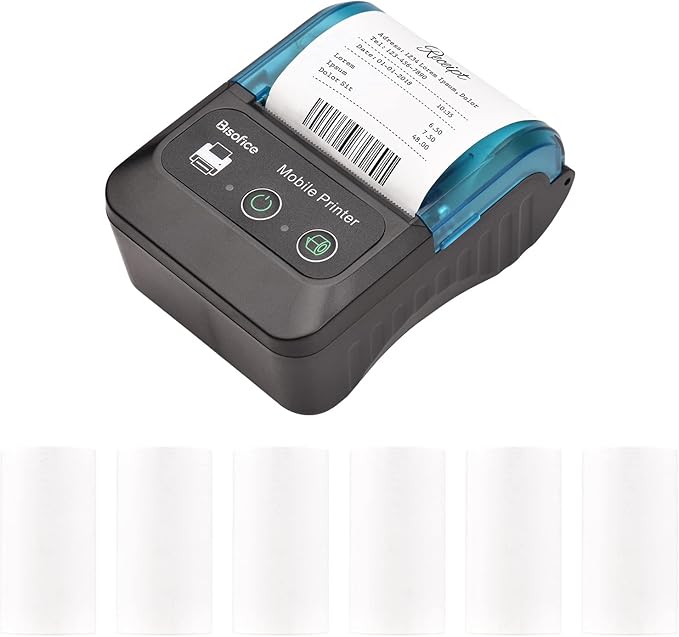 Portable 58mm Receipt Thermal Printer 2 inches Mini Mobile Pocket Printers with 6 Thermal Paper Roll USB&Wireless BT Connection Compatible with Windows/Android/iOS for Office Market