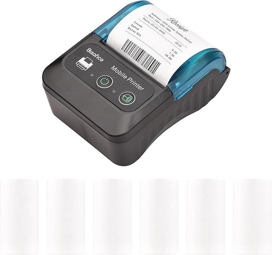 Portable 58mm Receipt Thermal Printer 2 inches Mini Mobile Pocket Printers with 6 Thermal Paper Roll USB&Wireless BT Connection Compatible with Windows/Android/iOS for Office Market