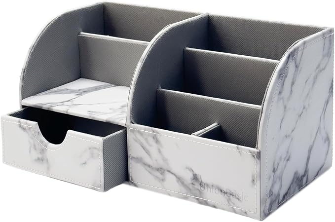 UnionBasic Desk Organizer - Multifunctional Leather Desktop Pen Holder Storage Box - Business Card/Pen/Pencil/Mobile Phone/Stationery Holder