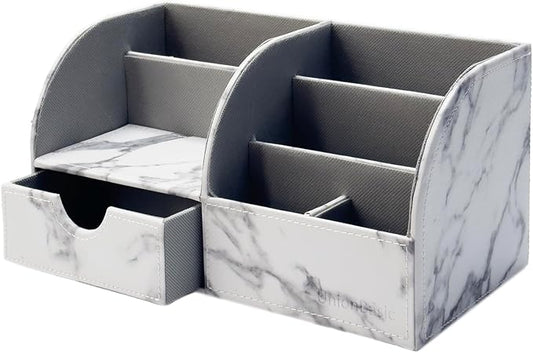 UnionBasic Desk Organizer - Multifunctional Leather Desktop Pen Holder Storage Box - Business Card/Pen/Pencil/Mobile Phone/Stationery Holder