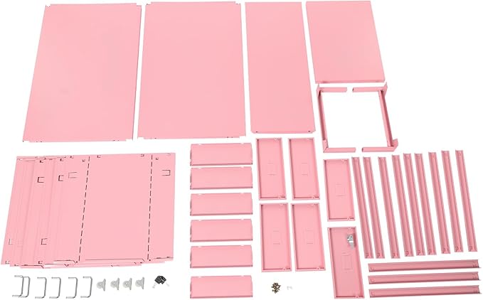 6 Drawer Vertical File Cabinet, 27" Lockable Metal Storage Cabinet with 4 Wheels, Mobile Filing Organization Under Desk for Office, Study, Dresser (Pink)