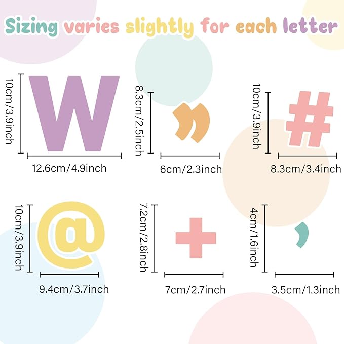 260 PCS Bulletin Board Letters for Classroom 4” Letters Combo Pack Set Colorful Boho Classroom Decorations Alphabet Numbers Symbols Letters for Bulletin Board Cutouts Card for Classroom Decor