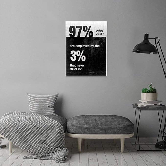 Yatsen Bridge Entrepreneur Motto Inspirational Office Canvas Art Modern 97% Who Quit are Employed by The 3% That Never Gave up Motivational Quote Posters Easy to Hang for Office Decor - 18''Wx24''H