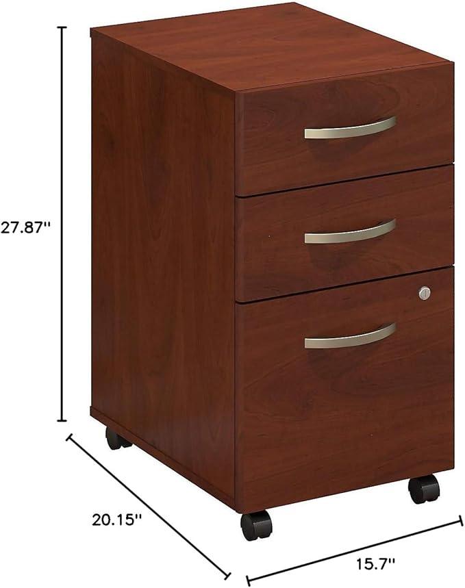 Bush Business Furniture 3 Drawer Mobile File Cabinet, Hansen Cherry