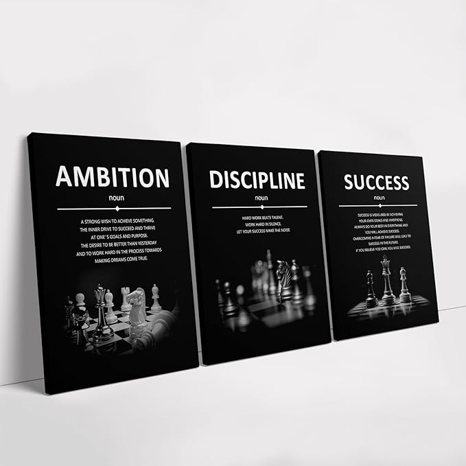 Success Wall Art Motivational Wall Decor Inspirational Quotes Pictures Posters Framed Canvas Wall Art Prints Goal Artwork Home Office Wall Decor Ready to Hang