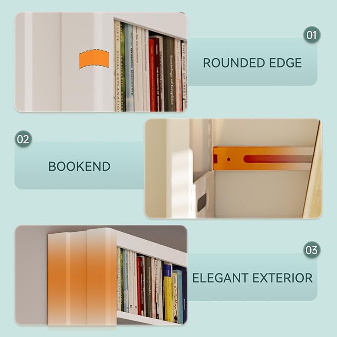 71" Metal Book Shelf, 5 Tier Bookshelf with Adjustable Shelves, Bookshleves and Bookcases, Heavy Duty Library Book Case, Expandable Combination Bookshelf (White, 108.3" W)