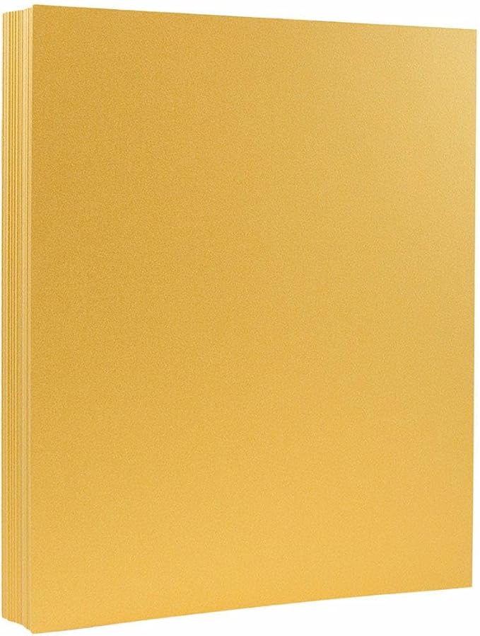 LUXPaper Custom Printed 8.5" x 11" Paper | Customizable Letterhead | Personalized Logo & Text | Letter Size | Gold Metallic | 80lb. Text | 100 Qty