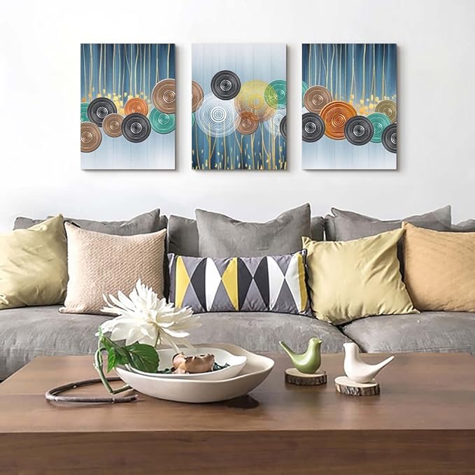 Abstract Canvas Wall Art - 3 Pieces Set for Living Room, Bedroom, Office & Bathroom Decor