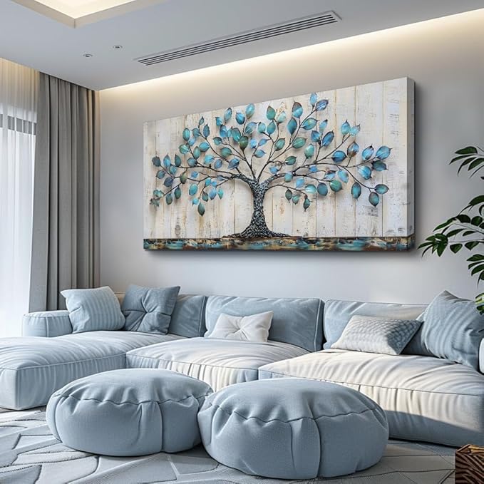 QIYILEXWART Canvas Wall Art For Living Room Large Wall Decor For Office Bedroom Decorations Green Tree Landscape Pictures Abstract Painting Artwork Room Wall Mural Aesthetic Home Decor 30x60 In