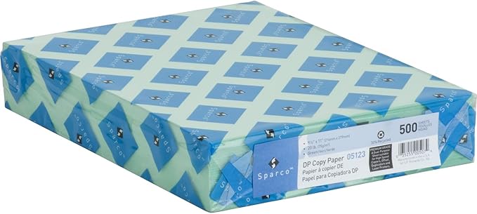 Sparco 05123 Premium Copy Paper, 20Lb, 8-1/2-Inch x11-Inch, 500/RM, Green