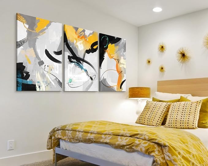 GIFTTWART Yellow Abstract Canvas Wall Art for Living Room, Bedroom, Office, or Dining – Modern Home Accents and Kitchen Painting Decor Extra Large