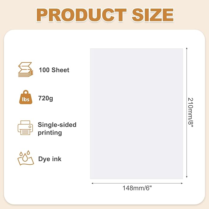 MECCANIXITY 100 Sheets Glossy Photo Paper, 6x8 Inches Picture Paper 210gsm Glossy Card Stock for Inkjet Printing Printer,Making Pictures Greeting Card Printing