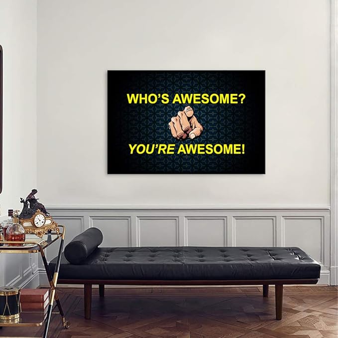 Yatsen Bridge Modern Motivational Point You Wall Art Entrepreneur Quote You’re Awesome Canvas Inspiring Positive Poster Frame Artwork Easy to Hang for Living Room Office Decor - 24''H x 36''W