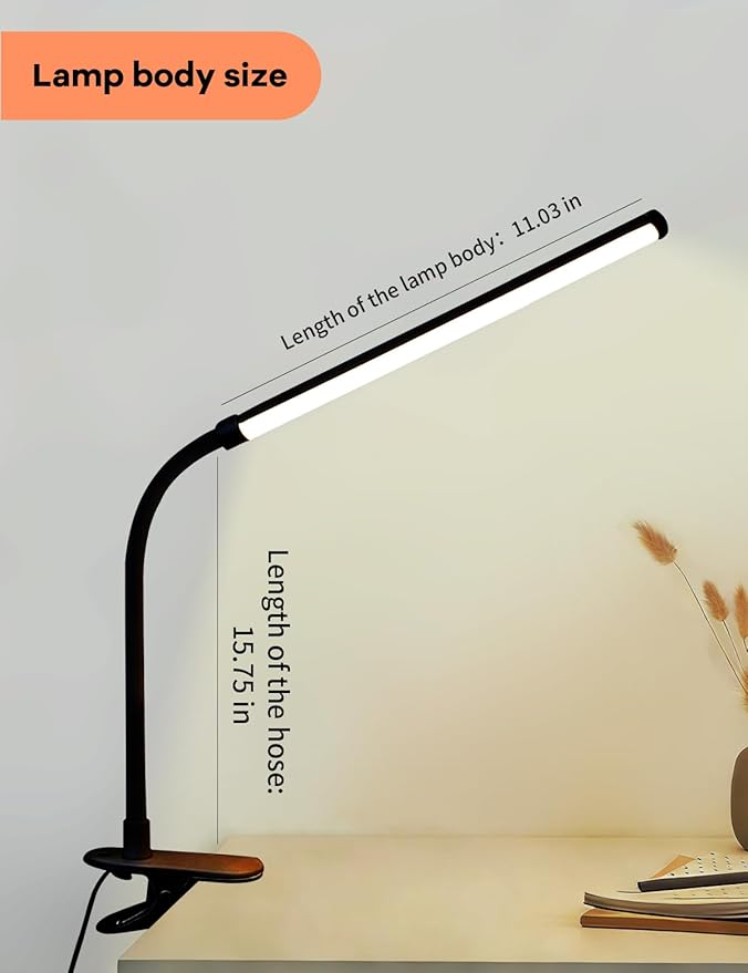 2 Pack LED Desk Lamp with Clamp,Eye-Friendly Clip on Lights for Home Office Study Reading,3 Modes 10 Brightness,Long Flexible Goose-Neck,Swing Arm Architect Task Table Lamps with USB Adapter