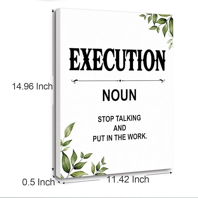Gwisml Execution Definition Wall Art,Inspirational Quotes Canvas Frame Paintings For Office Home Workplace Wall Art Decor