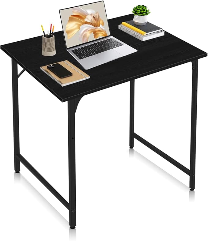 Computer Desk, 32 Inch Office Desk with Metal Frame, Home Office Desk, Modern Simple Style for Small Space Home Office, Living Room, Bedroom, Black