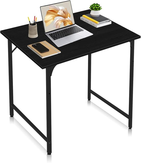 Computer Desk, 32 Inch Office Desk with Metal Frame, Home Office Desk, Modern Simple Style for Small Space Home Office, Living Room, Bedroom, Black