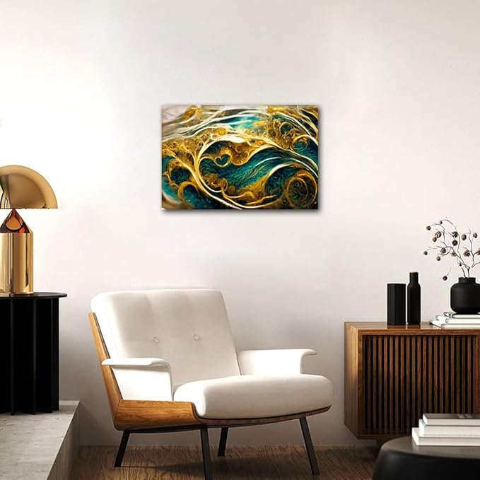 Canvas Wall Art for House Modern 1 Panel Abstract Canvas Decor Artwork Native Americans Living Room Bedroom Wall Decor Deep Sea and Soil Fluid Art Painting for Restaurant Store Wall Decor 18x12 in
