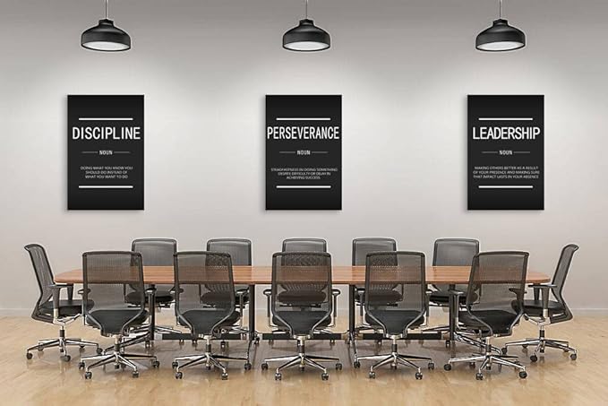 Motivational Canvas Office Print Wall Art Inspirational Picture Discipline Perseverance Leadership Noun Poster Painting Inspiring Artwork for Home Living Room Office Decor Ready to Hang[72''Wx 36''H]
