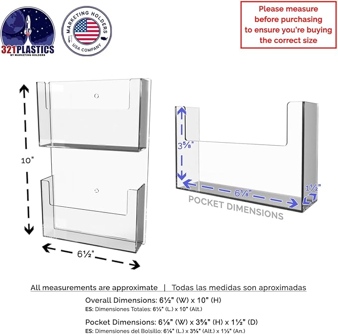 Marketing Holders Postcard Holder Clear Acrylic 2 Pocket Vertical Hanging Display With Hardware Greeting Card Rack Sorting Organizer Index Card Bin Schools Universities Distribution Souvenir