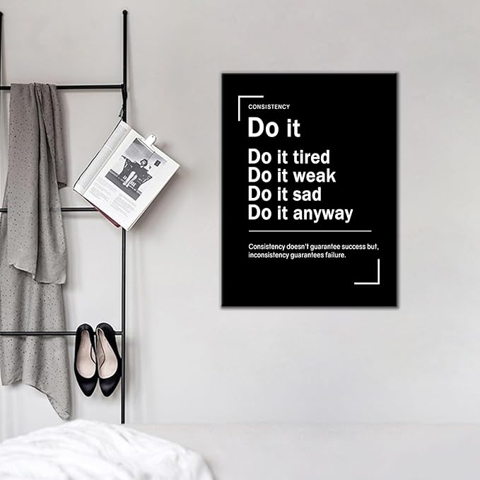 Motivational Canvas Framed Wall Art Do It Inspirational Entrepreneur Quotes Picture Print for Office Painting Poster Wall Decor for Modern Home Kitchen Teens Room Ready to Hang [18''Wx24''H]