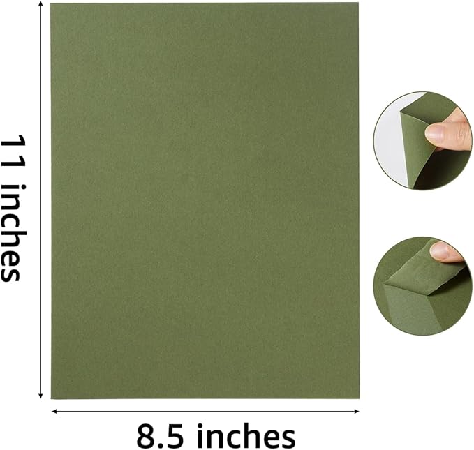 30 sheets Cardstock Paper 8 1/2 x 11 Inches for Crafts and Invitations (Olive Green)