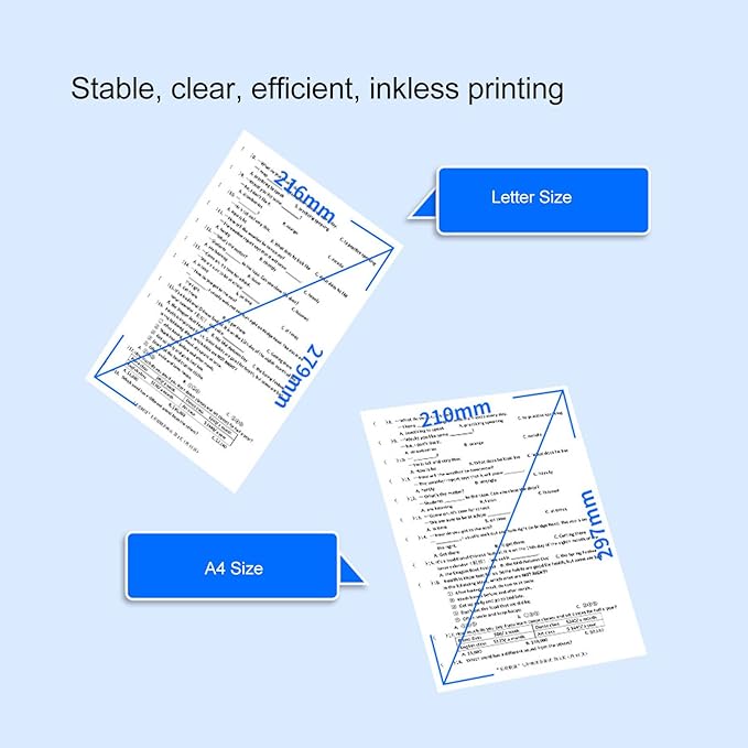 YWBL-WH Inkless Thermal Printer, Portable Compact Printer with 203 DPI Resolution, Support for iOS, OS X for Home, Office, Schools