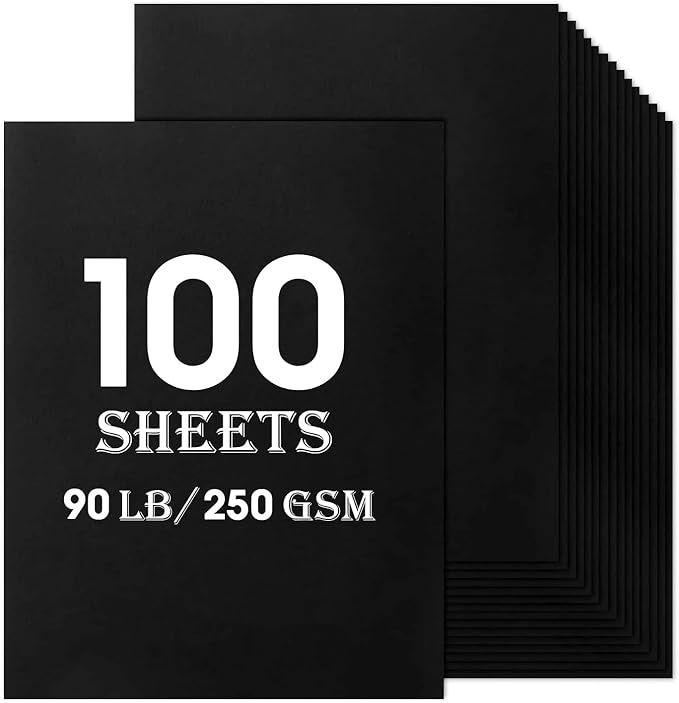11x17 Black Card Stock, 100 Sheets, 80lb Thick, A3 Paper, Poster Paper, Display Board for Art & Crafts, Exhibits