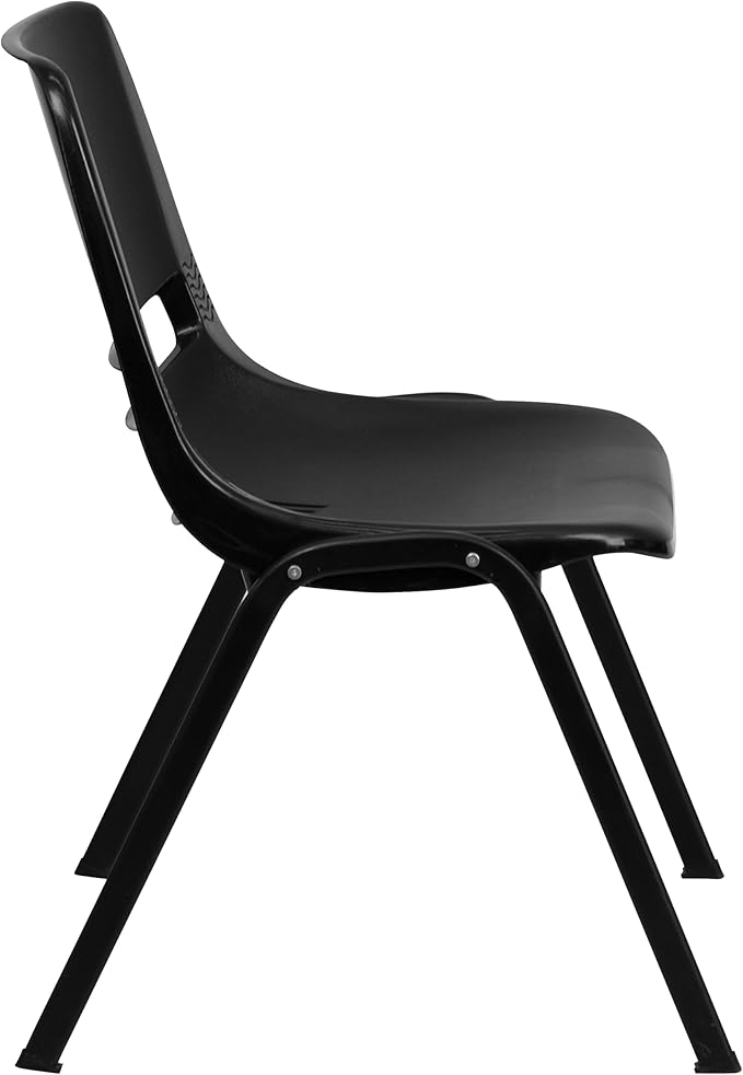 Flash Furniture HERCULES Series 440 lb. Capacity Kid's Black Ergonomic Shell Stack Chair with Black Frame and 12" Seat Height (17"D x 13.88"W x 22"H), Set of 1