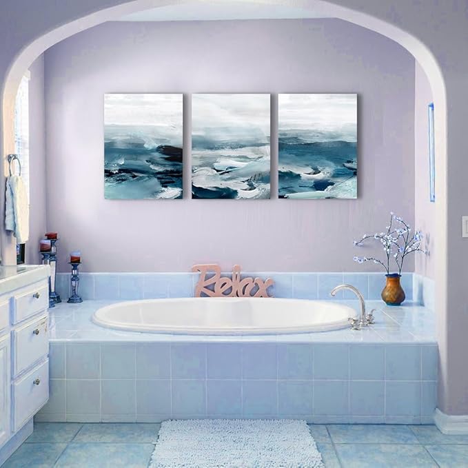 MHARTK66 Canvas Wall Art Decor: Abstract Wall Paintings, Set of 3, 20x28 Inches Each, Modern, Waterproof, UV Resistant, For Living Room, Bedroom, Office