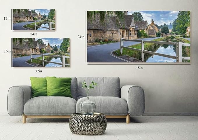 Lower Cotswolds Canvas Wall Art Large Framed Prints Pictures Wall Decor Posters Painting Artwork for Living Room Bedroom Kitchen Bathroom 24x47