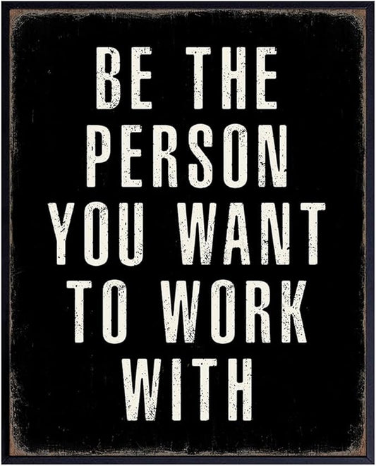 Office Inspirational Wall Art - positive Quotes Wall Decor - Motivational Wall Art - Best Office Work- Black Work Decorations - Inspiring Teamwork Picture- Mens Decor - Success Wall Art Print