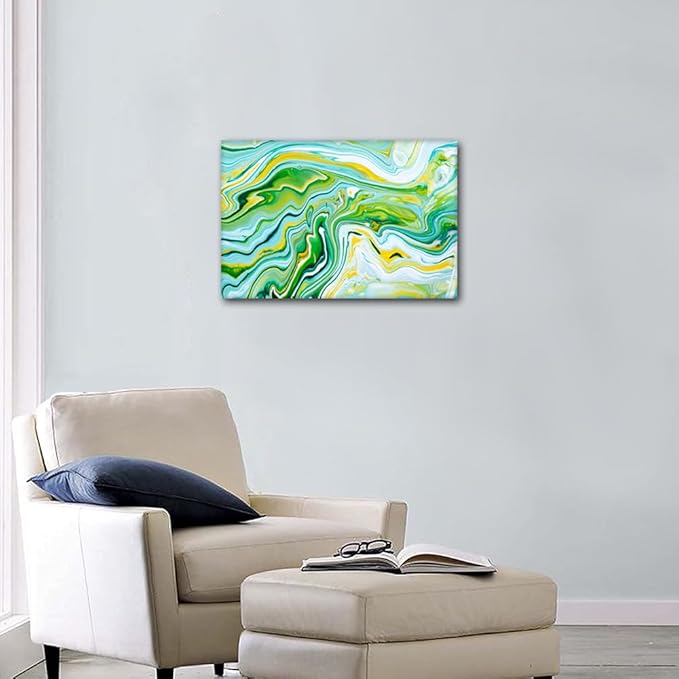 Canvas Wall Art for Lady 1 Panel Modern House Wall Decor Flows and Splashes Abstract Poster Painting Prints on Canvas for Men Living Room Wall Decor Stretched and Framed Ready to Hang 18x12 in