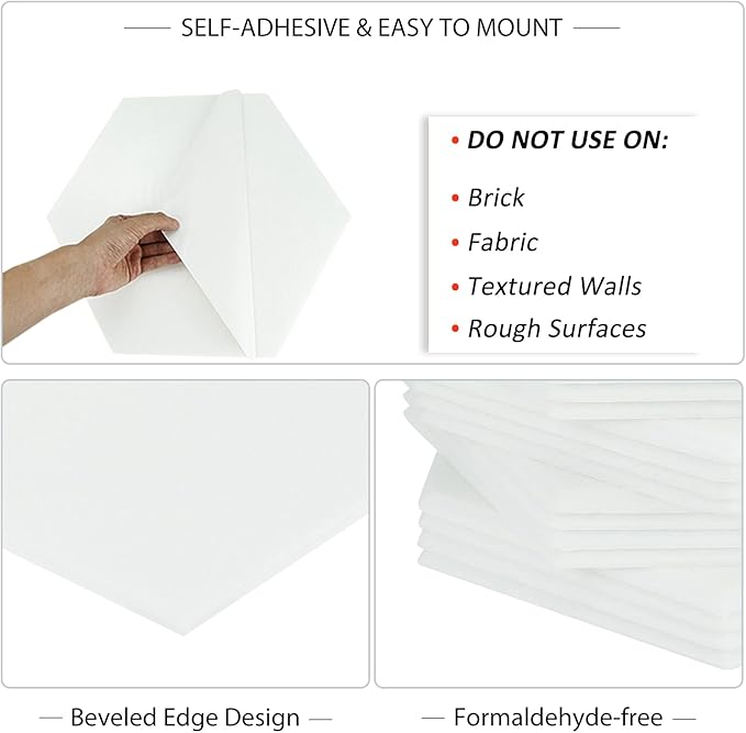 BXI Hexagon Felt Bulletin Board - 14.2 X 12.3 X 3/8 Inches 6 Pcs Self-Adhesive Poster Cork Board 30 Push Pins, Thick Pin Tiles Display Vision Board, Photo Picture Panels for Home Office Classroom
