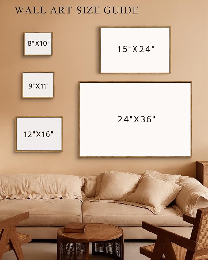 InSimSea Framed Canvas Prints Vintage Decor, Sunset Flower Field Landscape Paintings Wall Art, Large Countryside Farmhouse Hanging Wall Decor for Living Room Bedroom, 24x36inch