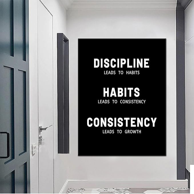 Inspirational Canvas Wall Art Discipline Consistency Quotes Motivational Wall Decor for Office Positive Poster Print Artwork for Modern Home Living Room Gym Wall Decor Ready to Hang [30''Wx 40''H]