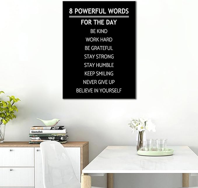 DINGFUN 8 Powerful Words Motivational Wall Decor Inspirational Office Entrepreneur Quotes Discipline Poster Wall Art Print Positive Picture Artwork for Gym Workspace Ready to Hang [18''W x 24''H]