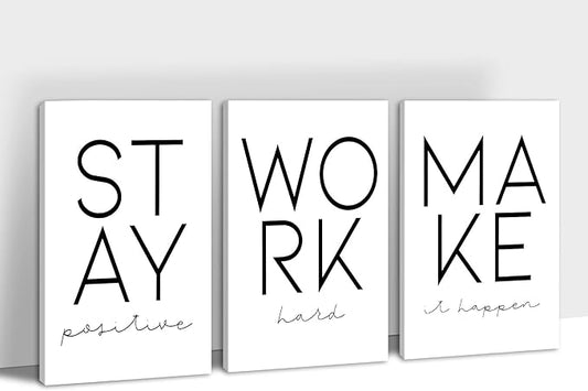SHMAO Office Canvas Wall Art Motivational Wall Decor, 3 Piece Modern Positive Quotes Print Pictures for Office Wall Decor Women Inspirational Framed Artwork Home Office Decor 20”x30”x3 Panels
