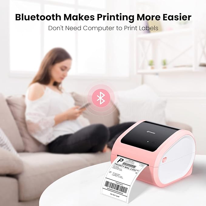 D520 Shipping Label Printer& 500Pcs 4x6 Thermal Shipping Label(2 Rolls of 250 4x6 Roll Labels),Thermal Label Printer for Small Business, Shipping Packages, Home, Office, Compatible with USPS, Shopify,