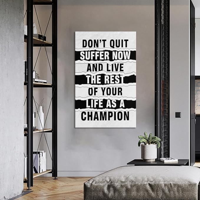 Large Size Office Wall Decor Canvas Paintings with Positive Sayings Quotes Black and White Motivational Framed Office Artwork Easy to Hang-28x44 inch