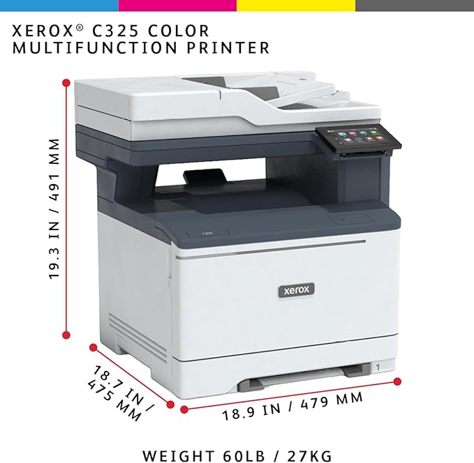 Xerox C325dni Wireless Printer - 35ppm Color Laser All in One Multifunction Printer with Automatic 2-Sided Printing, Home, Office or Small Business Use - Copy/Print/Scan/Fax - Color Touchscreen