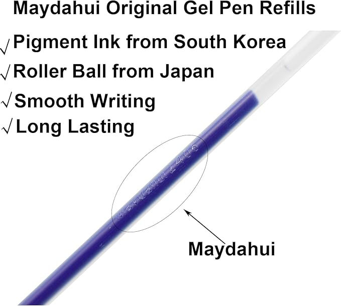 Maydahui 50 Pcs Blue Gel Pen Refills with 5 mm Aperture 5.12 inch(13 cm) Smooth Writing Pen Refills 0.7 mm Replacement Gel Ink Refills for Stationery School Office Supplies (Blue)