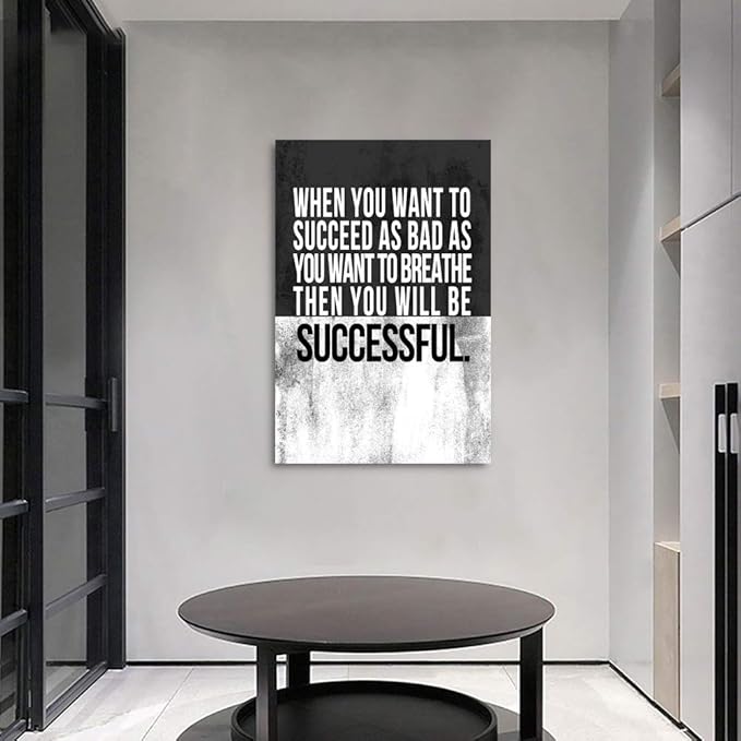 Wooden Framed Motivational Wall Art Inspirational Office Canvas Painting Positive Verbs Posters SUCCESS Picture Print HD Print Artwork Study Room Salon Bedroom Decor Framed Ready to Hang-24”Wx36”H